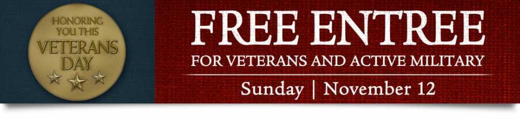 CentraArchy Restaurants offers free meals for veterans Sunday, November 12