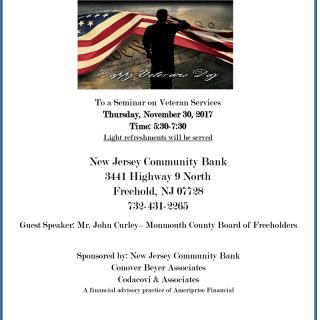New Jersey Veteran Services Seminar: Freehold, NJ - November 30, 2017