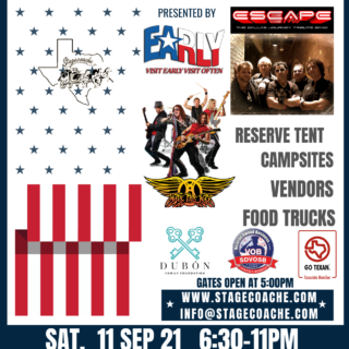 9/11 Tribute Concert on 11 September 2021 in Early Texas - Featuring Escape The Essential Journey Experience and Walk this Way bands.