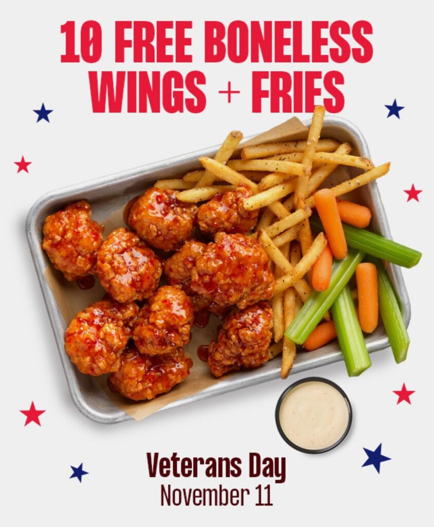 Buffalo Wild Wings Veterans Day FREE Wings and Fries
