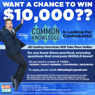 Seeking Contestants for “Common Knowledge” Hosted by Joey Fatone | Game Show Network Casting Call