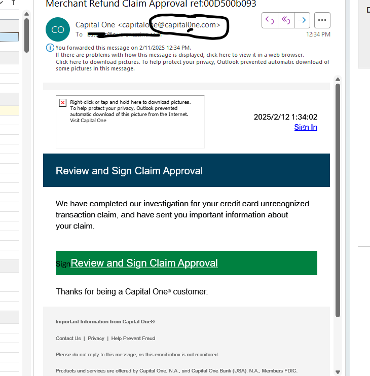 Spotting a fake Capital One Credit Card Email