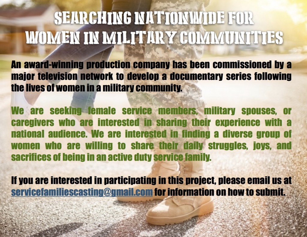 TV DOCUMENTARY SERIES SEARCHING FOR DYNAMIC WOMEN IN MILITARY COMMUNITIES (NATIONWIDE)