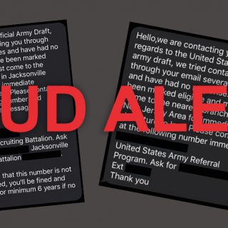Military Draft Notice Text/Email Fraud Alert