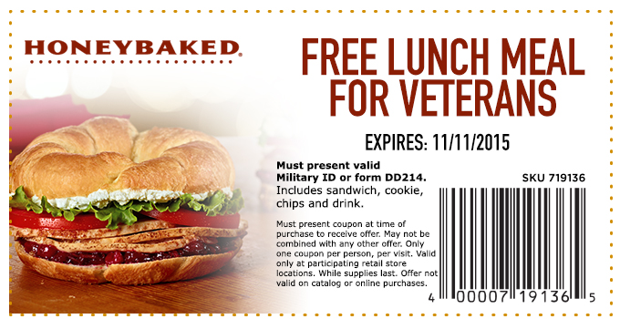 Free Lunch Meal for Veterans - Honey Baked Ham