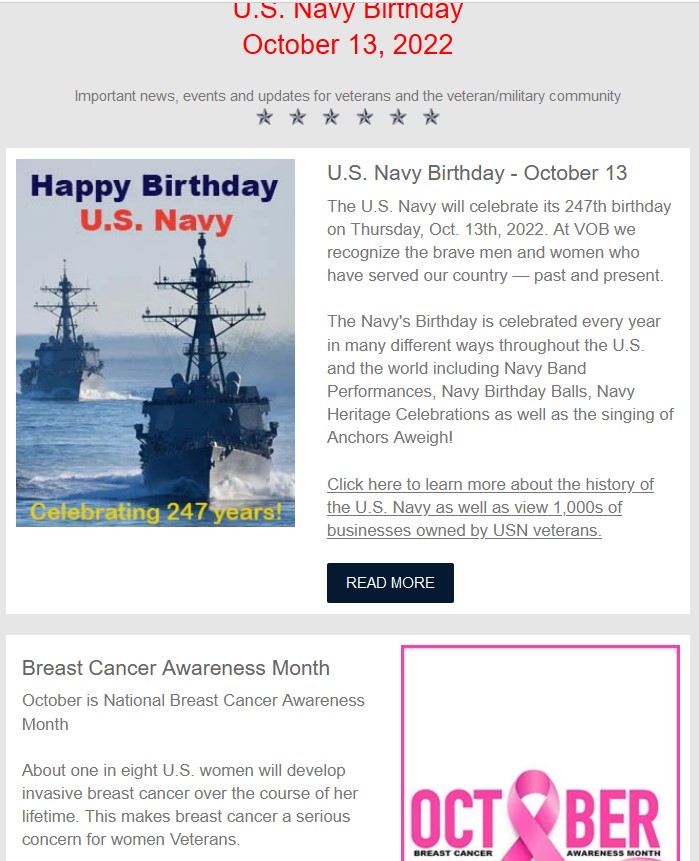 October Veteran Owned Business Newsletter