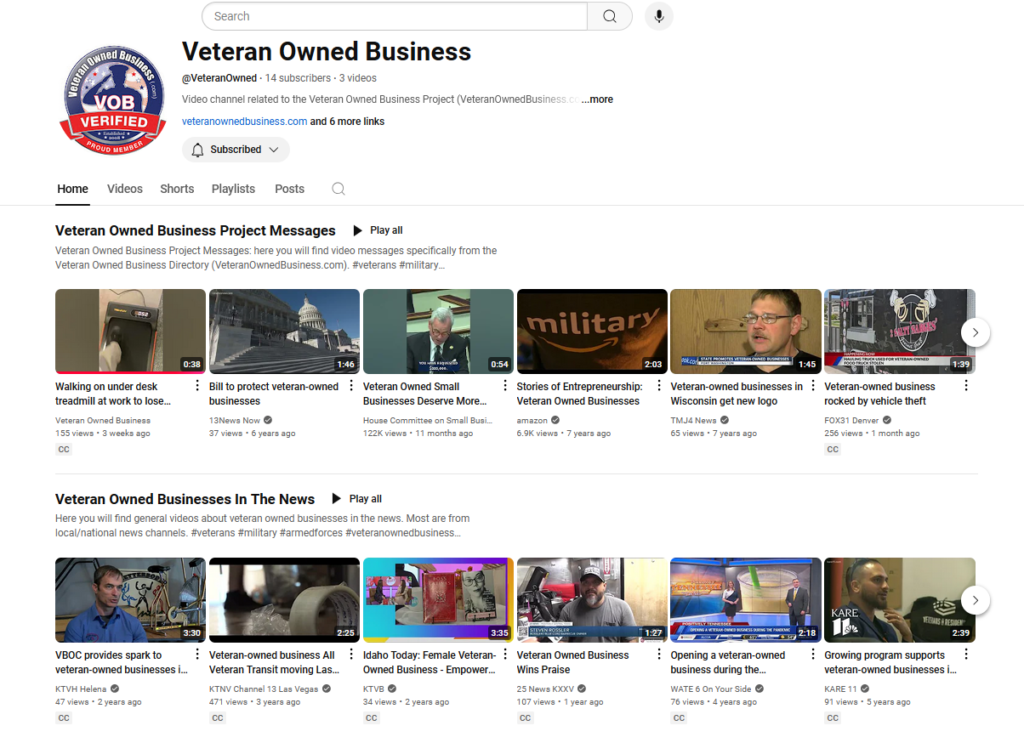 Subscribe Veteran Owned Business YouTube Channel