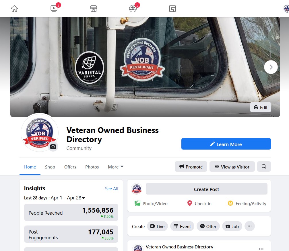 VOB's April Facebook Social Media Reach VOB's April Facebook Social Media Reach