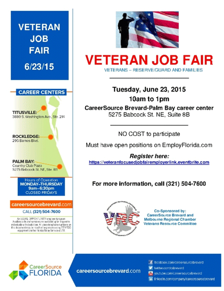 Veteran Job Fair CareerSource Brevard-Palm Bay Career Center