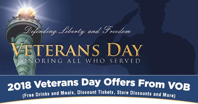 2018 FREE and Discounted Meals and Drinks For Veterans Day Weekend