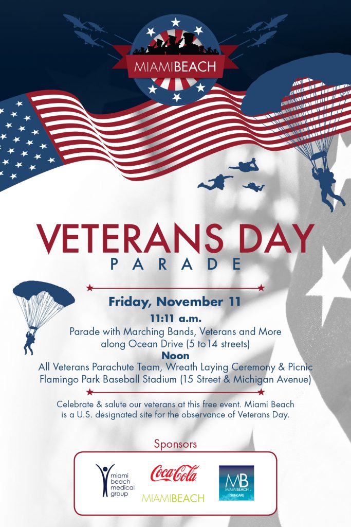 Celebrate the 8th annual parade on Veterans Day at Miami Beach