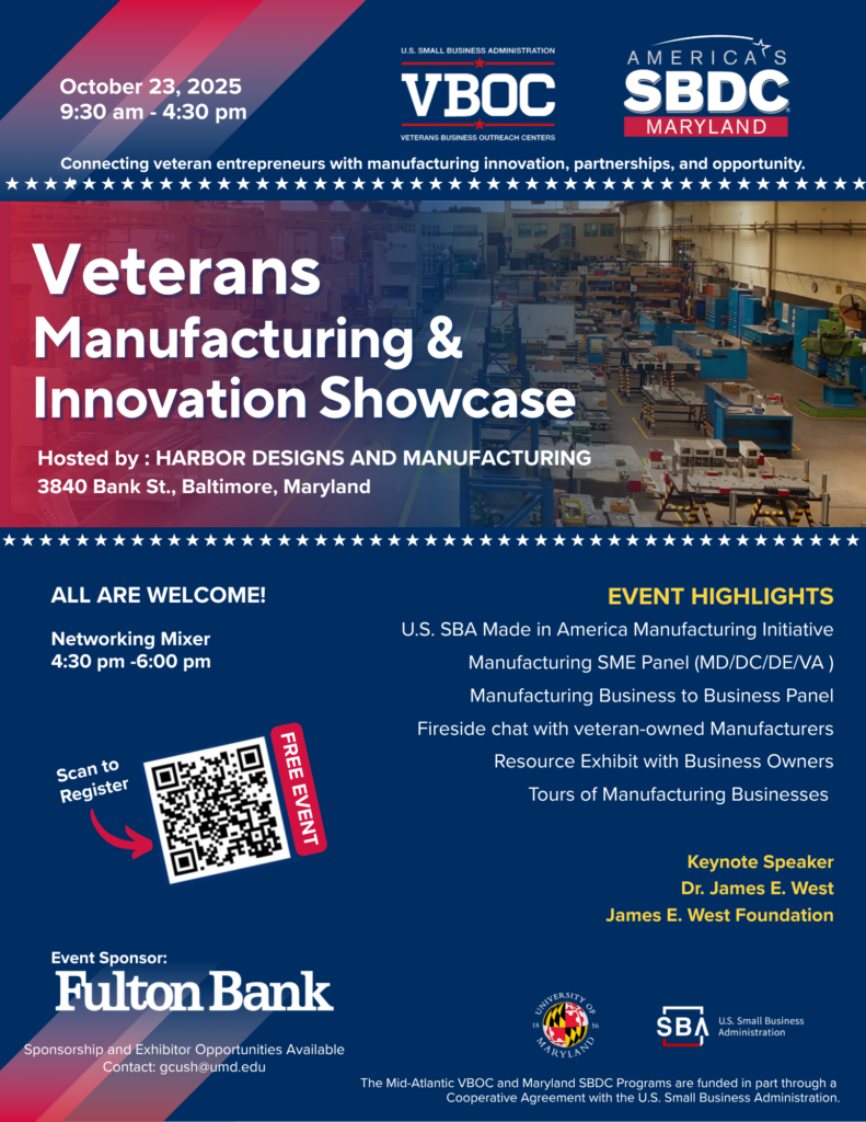 The Mid-Atlantic VBOC and Maryland SBDC spotlight client manufacturers and connect entrepreneurs to growth resources