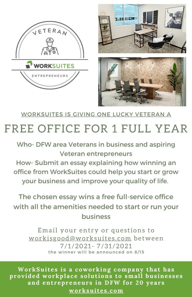 WorkSuites DFW Free Office Giveaway Veteran Business Owners